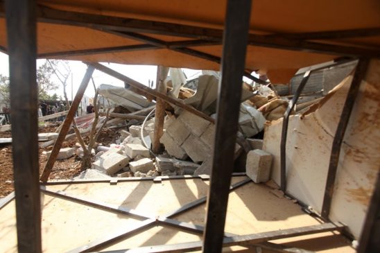 صور للمنزل الذي هدمته قوات الاحتلال صباح اليوم في مخيم العروب في الخليل