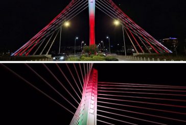 إضاءة الجسر الرئيسي في عاصمة الجبل الأسود بألوان علم فلسطين