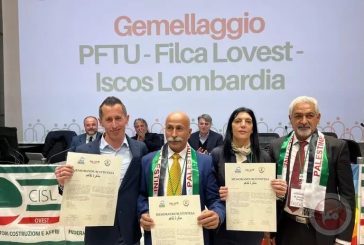 توقيع اتفاقية ثلاثية للتعاون بين Filca Cisl و Iscos واتحاد نقابات عمال فلسطين بيت الشعب