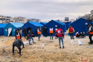 جمعية الهلال الأحمر تُنشئ مخيمات لإيواء النازحين العائدين إلى غزة وشمالها (صور)