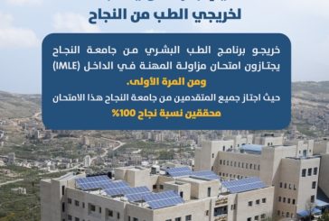 طلاب الطب من جامعة النجاح يجتازون امتحان مزاولة المهنة بنسبة 100%