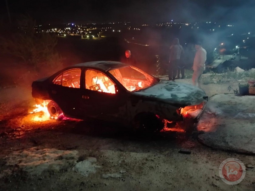 مستوطنون يحرقون مركبة في حوارة جنوب نابلس