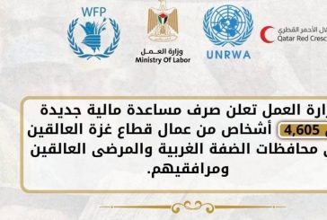 وزارة العمل تعلن عن صرف دفعة مالية جديدة لمساعدة عمال غزة والمرضى ومرافقيهم المتواجدين في المحافظات الشمالية.