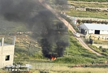 مستوطنون يحرقون مركبتين خلال هجومهم على قصرة جنوب نابلس