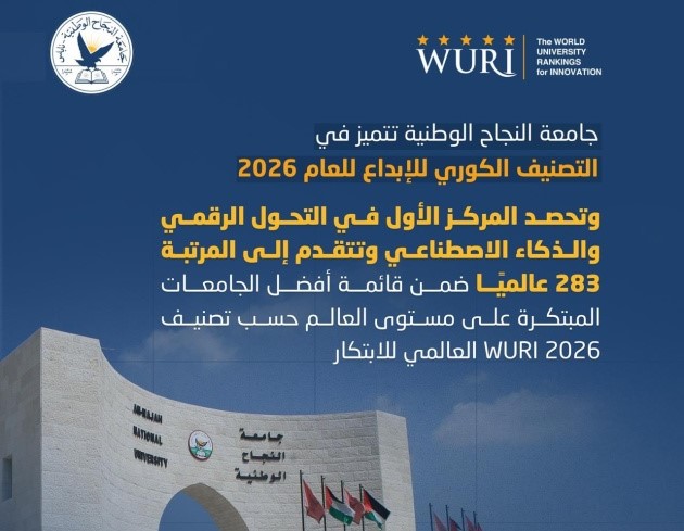 جامعة النجاح الوطنية تحقق قفزة نوعية في تصنيف WURI 2026 العالمي للابتكار